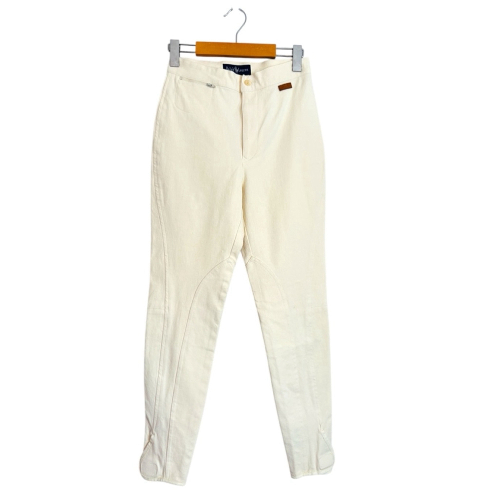 Polo Ralph Lauren Ivory Riding Style Pants With Velcro Hem Women's Size 6